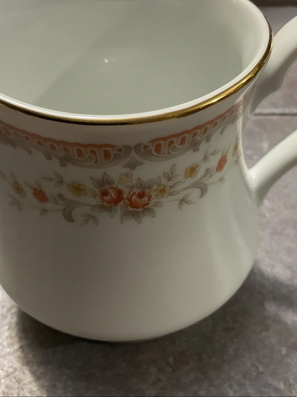 White Porcelain Creamer with Peach Floral Band and Gold Trim made in Japan